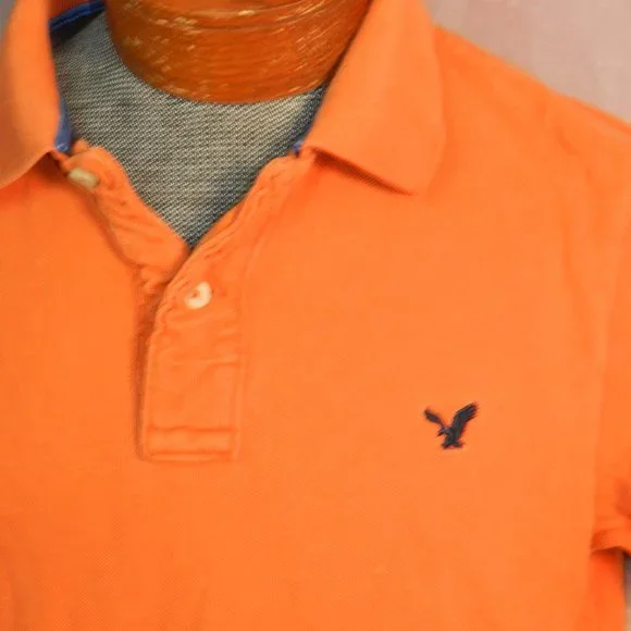 American Eagle Outfitters Mens Orange Short Sleeve Cotton Shirt Size Medium - Picture 2 of 9